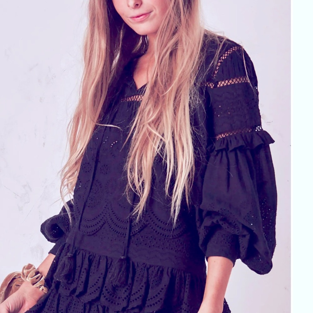 Loveshackfancy cropped prairie peasant blouse